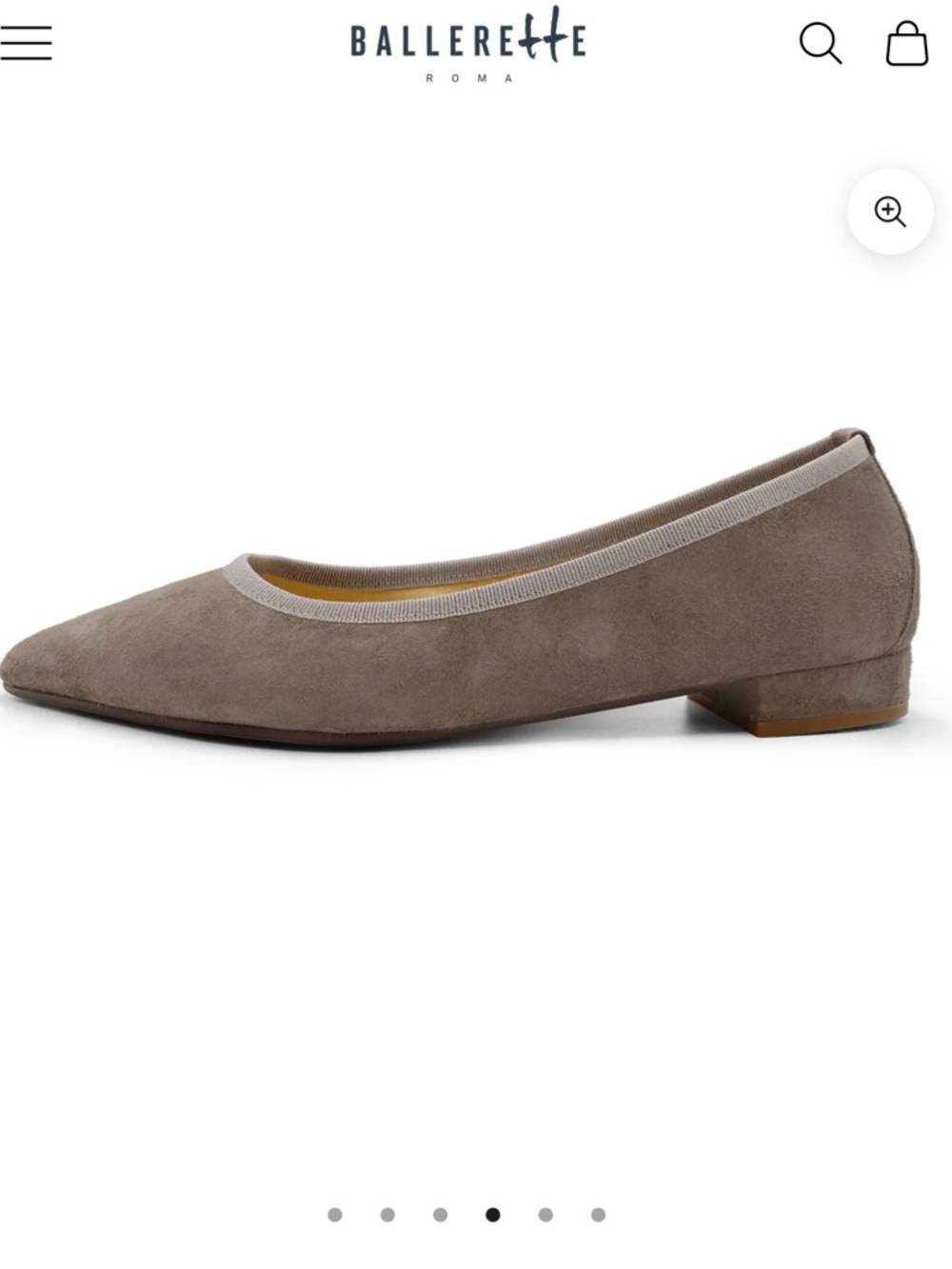 Pointed Taupe Suede Ballet Flat with Low Heel